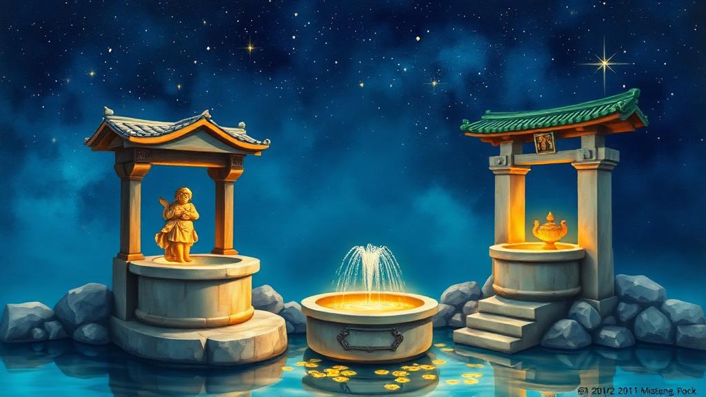 Magical illustration for the wish article: popular Wishing Wells Around the World